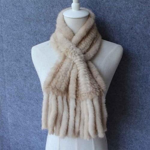 JKP Mink Fur Scarves Autumn and Winter Knit Mink Fur European Fur Scarf Womens New Style Warm Multi-Color Optional Scarf