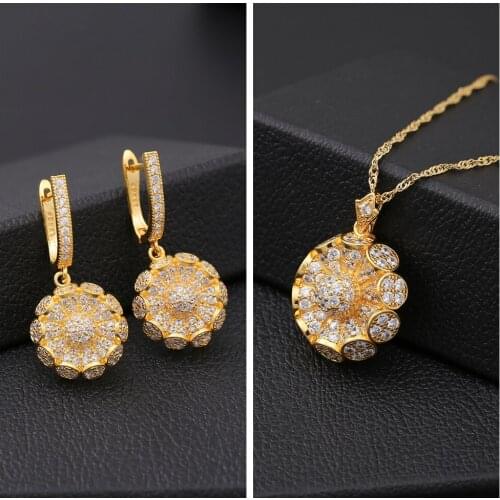 Fashion Geometric Vintage Jewelry Set Gold Color Earrings Necklaces Gold Color Bridal Jewelry Sets for Women Wedding Gifts