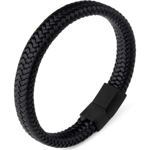 Stainless Steel Magnetic Clasp Leather Bracelet Charm Handmade Braided High Quality Fashion Accessories Gifts For Men