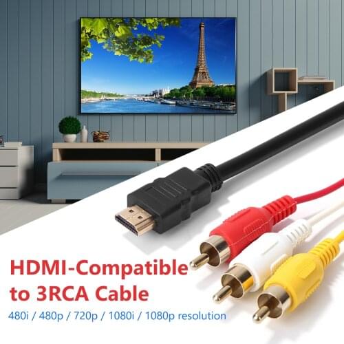 Mini HDTV Full HDTV Adapter Converter HDMI-Compatible Male to 3 RCA Male Audio Video AV Adapter Converter Cable 1080P