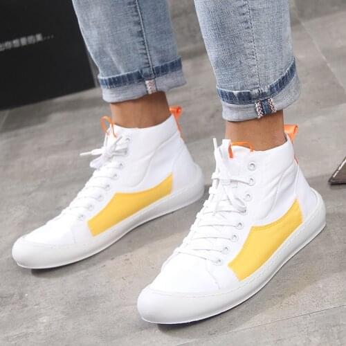 2019 Shoes Men Spring Autumn Lace-up High Top Style Men Vulcanize Shoes Fashion Flats Youth Men Shoes Sneakers Hot Sale Z2-48
