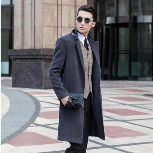 No buttons mens woolen coats man long coat men clothes 2020 autumn fashion slim fit overcoat men sleeve Business big size 9XL