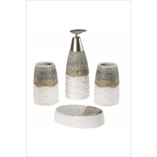 4 Pcs Ceramic Liquid Soap Dispenser Bathroom Set