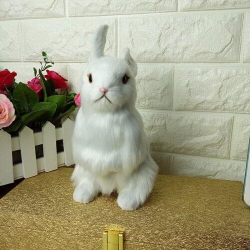 New simulation rabbit model plastic&furs real life white rabbit doll gift about 23x15cm xf2808