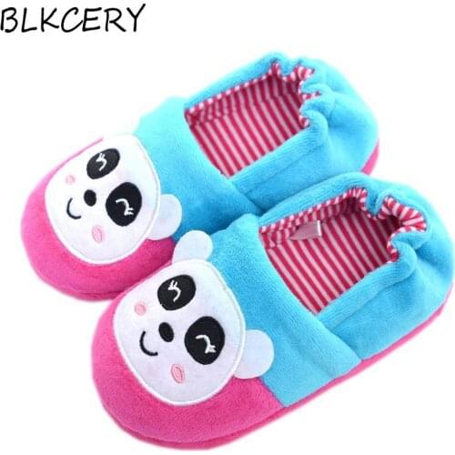 New Fashion Brand Toddler Girl Slippers for Baby Loafers Plush Warm Cartoon Panda Children Home Shoes Little Kid House Footwear