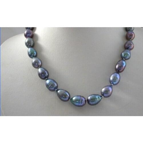 Vogue popular big 15mm baroque black freshwater cultured pearl necklace 17"