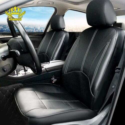 ROWNFUR 1Set PU Leather Car Seat Cover Universal Waterproof Car Seat Protector Auto Accessories Interior Solid Black Seat Covers