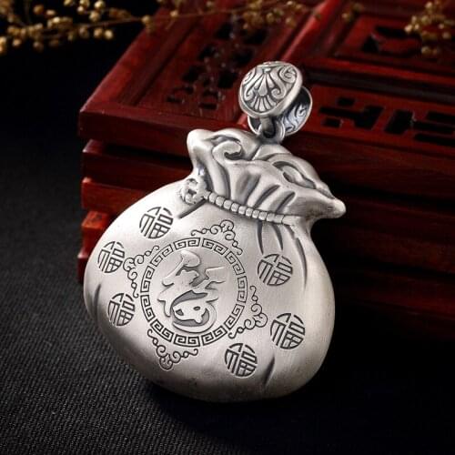 S999 Fine Silver Restoring Ancient Ways Of Buford Purse Pendant Silver Chain Antique Female Joker Sweater Wholesale