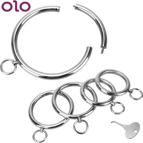 OLO Restraint Bondage Slave Role Play Stainless Steel Metal Handcuff Wrist Ankle Cuff Neck Collar Erotic Sex Toys For Women Men