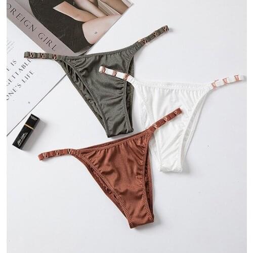 Sexy Women Thongs Exotic Metal Buckle Waist Elastic Panties T-back G String Girls Womens Underpants Low Waist Briefs Bikini