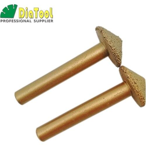 SHDIATOOL 2pcs 3D CNC Vacuum Brazed Diamond Engraving Bits Stone Cutter, Max Diameter 20mm 120degree, 8mm Shank stone tool