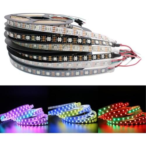 DC5V WS2812 Built-in IC WS2812B LED Strip light RGB 5050 Full color 30/60/144 Pixel individually Addressable Programmable tape