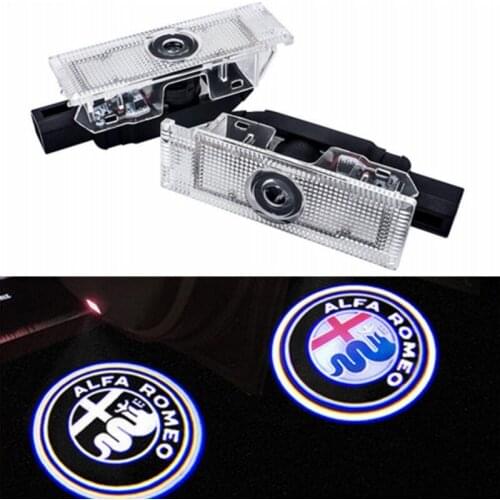FOR Alfa Romeo LED Car Door Welcome Light Logo Projector Giulia Giulietta Mito Stelvio Brera 147 156 159 car-styling