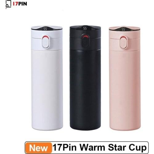17PIN Warm Star Cup With Temperature Digital Display Enamel Glaze Long-lasting Insulation 380ml Thermos Cup