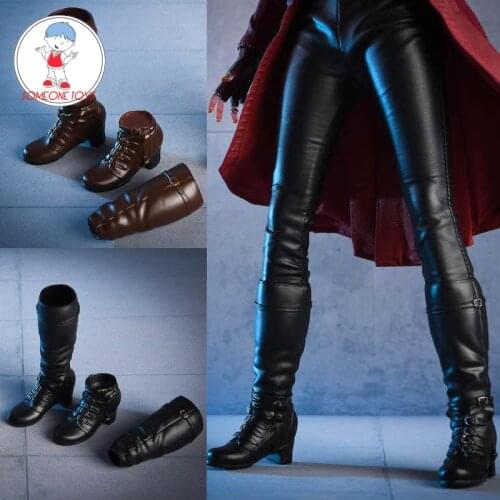 1:6 Female soldier High Heel Shoes Black Combat boots Dual-use long short boot for 12 inch Phicen Tbleague figure Jiaou Dolls