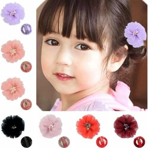 Nishine 5pcs/lot Princess Flower Hair Clips Baby Hair Accessories Children Kids Hairpins Girls Side Clip Bangs Clip Headwear