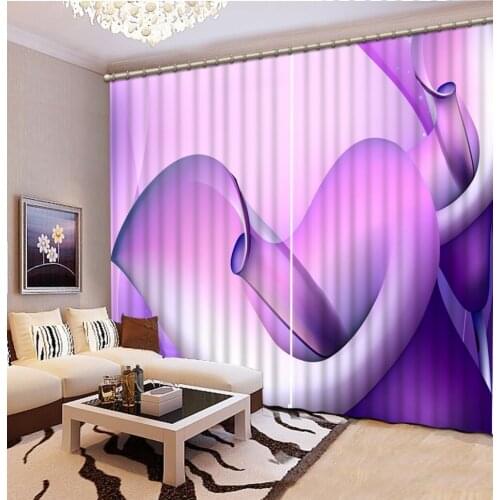 3D Photo Printing Blackout Curtains For Living Room Bedding Room Depicting Purple Flowers Hotel Blackout Shade Window Curtains