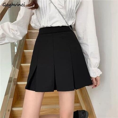 Skirts Women Pleated High Waist Slim Summer Fashion Korean Style Solid Preppy Girls Casual College Student Simple Jupe Elegant