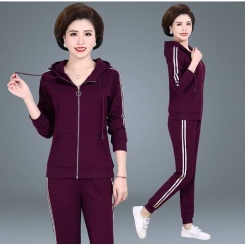 5XL Women Tracksuit Sportswear Hooded Jacket Autumn Loose Female Outfits Gym Workout Running Jogging Casual Set Sweatshirt+pant