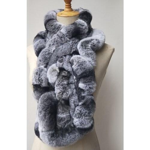 Women Real Rex Rabbit Fur Scarf Thick Warm Winter Long Genuine Fur Scarves Female Yellow Neck Warmer