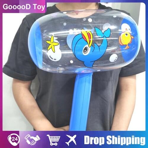 1Pcs Baby Inflatable Hammer Cute CartoonAir Hammer with Bell Random Color Wholesale Kids Children Blow Up Noise Maker Toys
