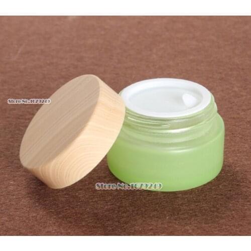 20g/20ml Green colour Frosted empty cosmetic cream jar bottle cream bottle cap/Wood cap/cosmetics Bottle glass 200pcs/lot