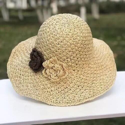 2021 Fashion Girls Portable Handmade Sun Hats Female Bucket Hat Outdoor Beach Summer Caps Ladies Holiday Head Accessories