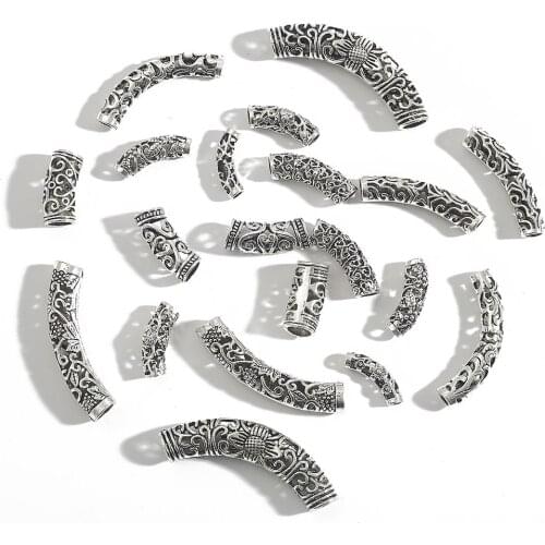 3-10Pcs Big Hole 3-7mm Hair Beard Beads Clip Ring Tibetan Silver Men Beads For Braiding Hair Braid Tubes Cuffs Jewelry Beads
