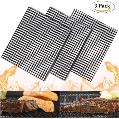 3PCS/LOT Non-stick BBQ Grill Mesh Mat 15.75x13in Cooking Grilling Sheet Baking Mat Reusable Grilling Net Barbecue Mat
