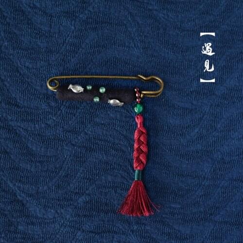 Retro style 3D Handmade embroidery agate tassels pin badge for Coat Bag Brooch Broche Clothings Accessories gift