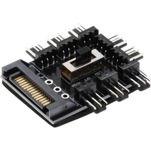 4PIN/SATA Adapter Fan Hub 1 to 8 3Pin Pwm Sata Molex Splitter PC Mining Cable 12V Power Suppply Cooler Cooling Speed Controller