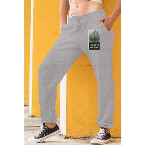 Angemiel Wear I Want To Believe Gray Women Sweatpants