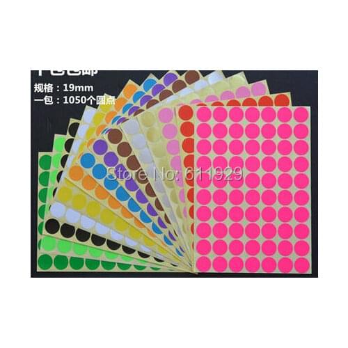 Free shipping dia.1.9cm colorful round blank paper stickers,1050pcs a lot/gift packing label/price tag/DIY red sticker/logo
