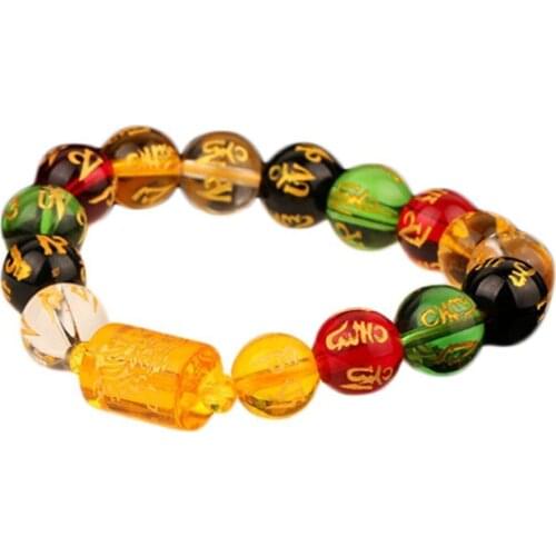 Yellow Clear Bead Chain Bracelets For Women Men Boho Charm Bracelets Bangles Bracelet 10/12mm Fashion Five-element J6J9