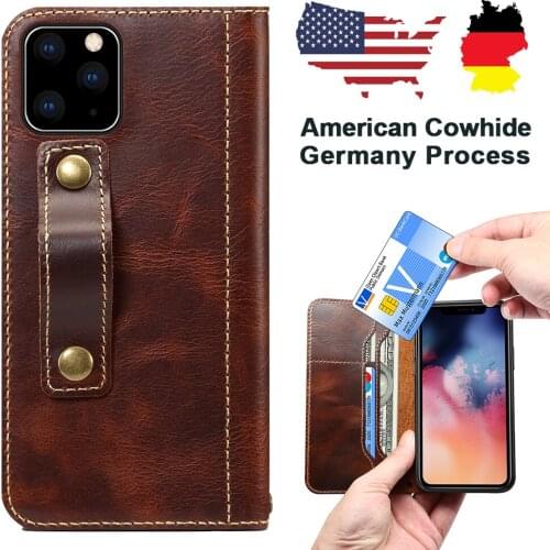 Cowhide Leather Case For Iphone 11 Pro Max Handmade Retro Luxury Phone Cases For Iphone 11 11 Pro Xs Max