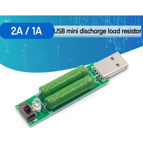 USB Port Mini Discharge Load Resistor Digital Current Voltage Meter Tester 2A/1A With Switch 1A Green Led / 2A Red Led