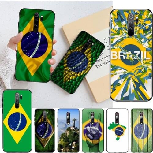 CUTEWANAN Brazil Brazilian flags Black TPU Soft Rubber Phone Cover for Redmi 8A Note 9 8 8T 7 6 6A 5 Go Pro Redmi 9 K20
