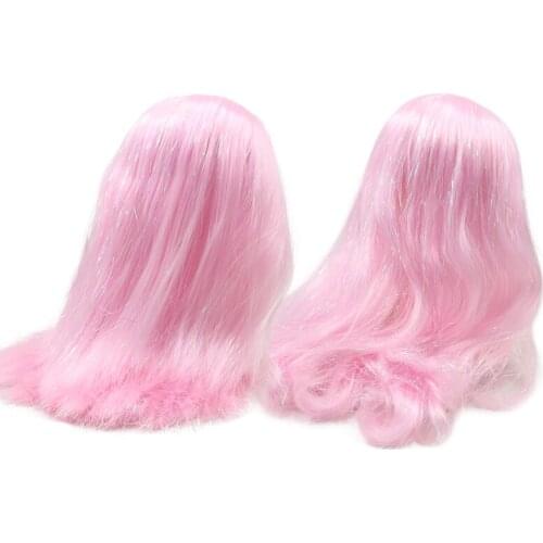 DBS blyth doll icy wig only rbl scalp and dome shiny pink hair straight hair wavy hair DIY accessory