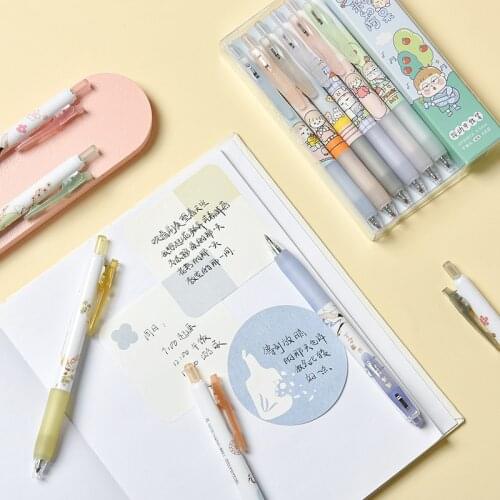 6 PCS/lot Cute Cartoon 0.5 mm Gel Pens Black Ink for School Office Supplies Stationery