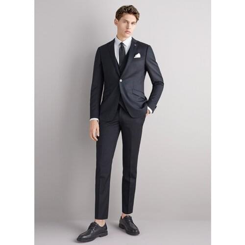 Tailored Black Suits Men Groom Tuxedo Slim Fit Mens Suits 3-Piece Set Blazer Pants Vest Wedding Prom Formal Suits Terno