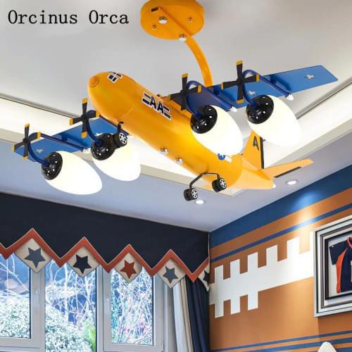 Creative Tieyi Aircraft Chandelier Boys Bedroom Childrens Room Light Cartoon Individual LED Fighter Chandelier free shipping