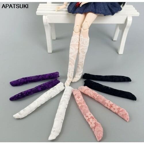 Sweet Princess Lace Pure Candy Color Middle Tube Socks for Barbie Doll Accessories Sock for Blythe Licca Dolls DIY Kids Toy