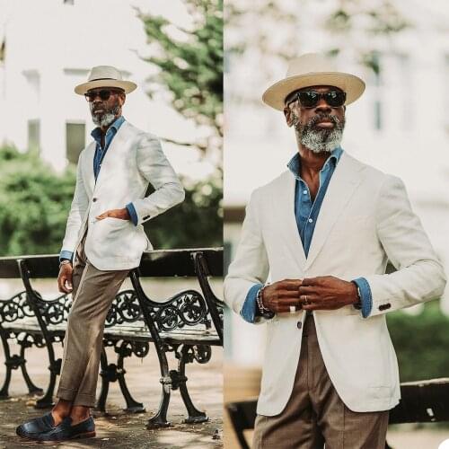 Summer White Suit Gentleman Style Custom Made Peaked Lapel Men Blazer Smart Casual Party Daily Jacket 1 Piece Set