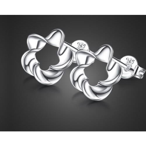 Minimalism 100% 925 Sterling Silver Stud Earrings Women Beautiful Plum Jewelry Birthday Gift bijoux