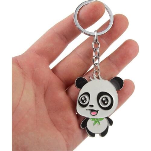 Fashion Animal Panda Keychain Bear Llavero Couple Auto Enamel Key Chains Key Rings Women Porte Clef Charm Car / Bag Pendant Gift