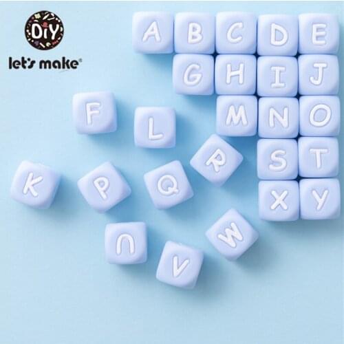 Lets Make Candy Bule Alphabet Letter Beads Set DIY Baby Teether Bead 12mm BPA FREE For Children Christmas Gifts