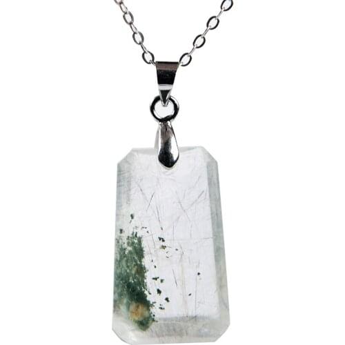 Genuine Natural Green Phantom Quartz Crystal Women Healing Pendant 26x16x10mm