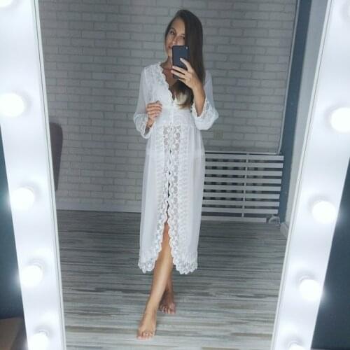 Yomrzl new arrival summer sexy lace womans robe, white lace chiffon sleepwear, princess nightgown L175