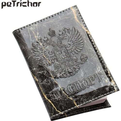 Marble Russians Passport Cover Women Passport Holder PU Leather Men Travel Credit Business Card Holder ID Document Card Case New