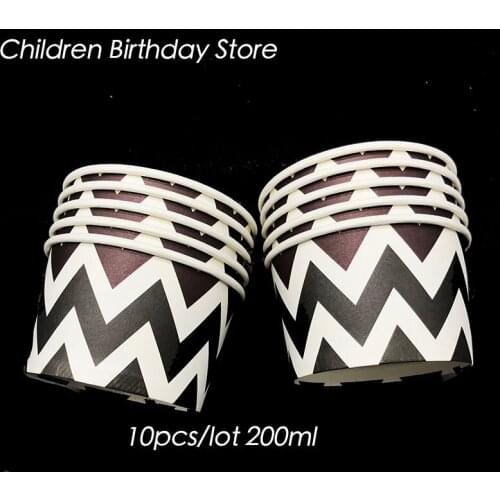 10pcs/lot black Chevron disposable cups black waves birthday party decorations chevron theme ice cream cups wave theme cake cups